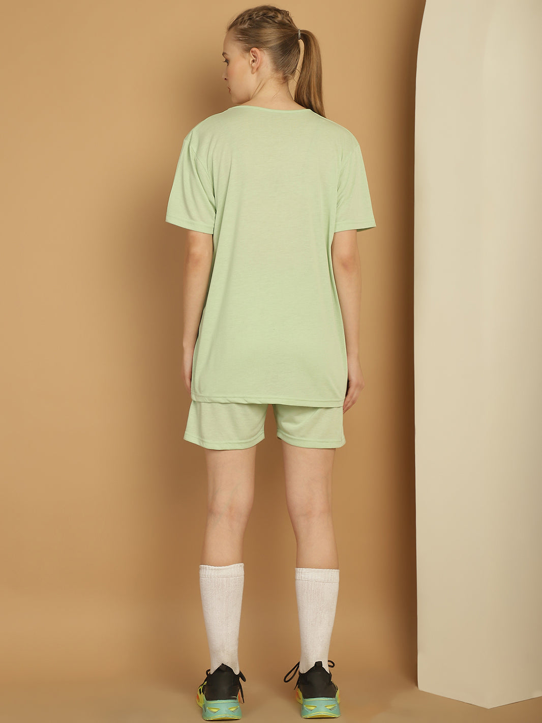 Vimal Jonney Light Green Cotton Solid Co-ord Set Tracksuit For Women