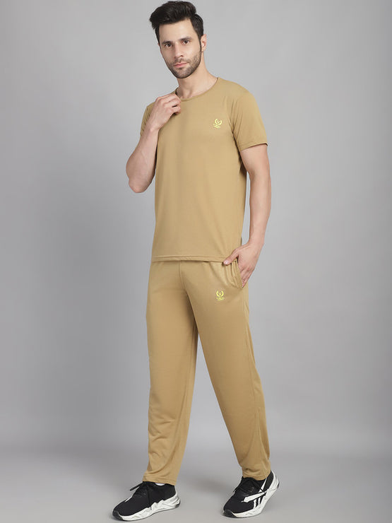 Vimal Jonney Mud Cotton Solid Co-ord Set Tracksuit For Men(Zip On 1 Side Pocket)