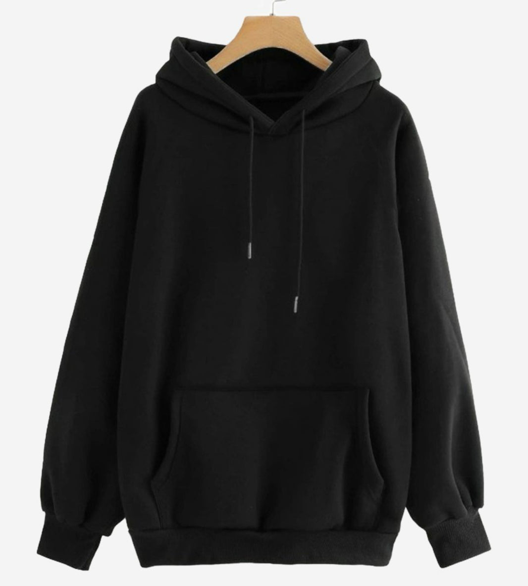 Vimal Jonney Black Solid Hooded Cotton Fleece Sweatshirt for Men