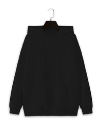 Vimal Jonney Black Solid Hooded Cotton Fleece Sweatshirt for Women