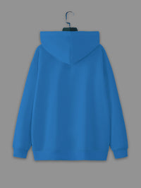 Vimal Jonney Blue Solid Hooded Cotton Fleece Sweatshirt for Men