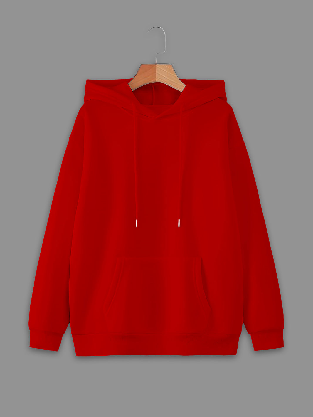 Vimal Jonney Maroon Solid Hooded Cotton Fleece Sweatshirt for Women