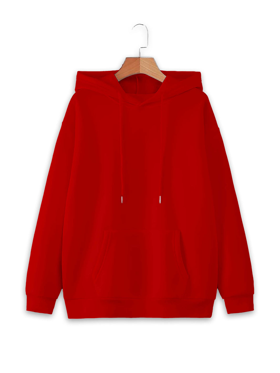 Vimal Jonney Maroon Solid Hooded Cotton Fleece Sweatshirt for Women