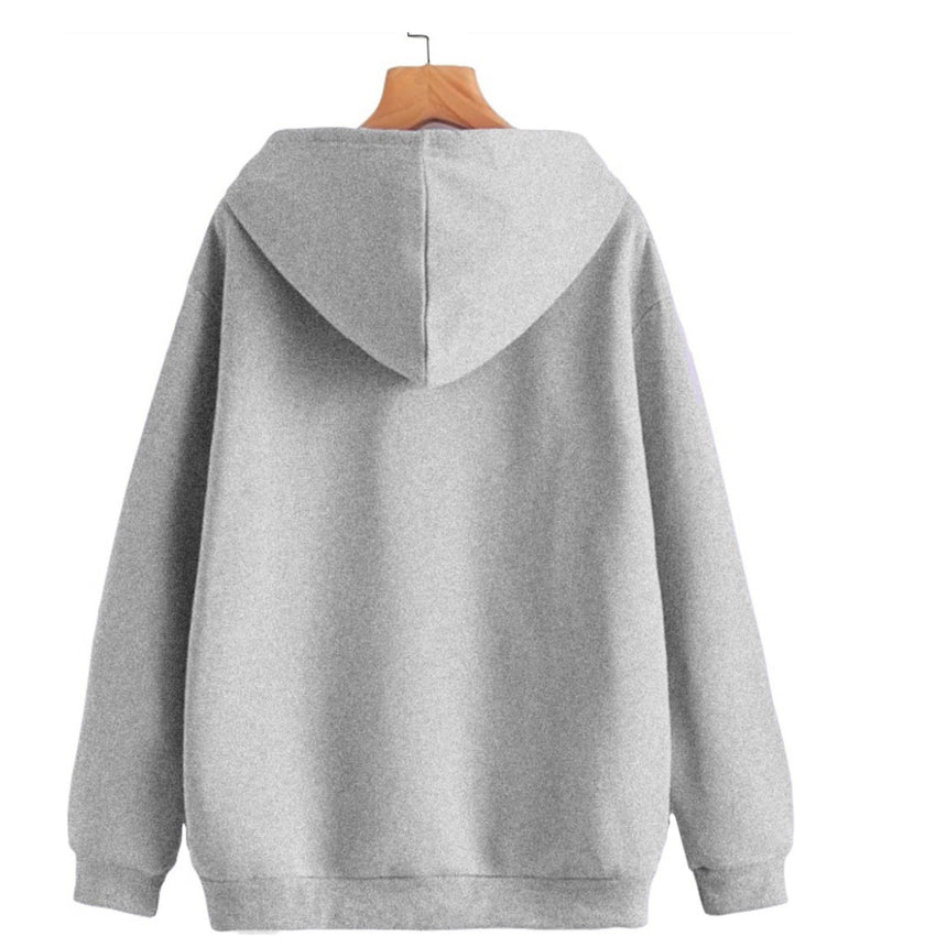 Vimal Jonney Grey Melange Solid Hooded Cotton Fleece Sweatshirt for Women