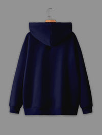 Vimal Jonney Navy Blue Solid Hooded Cotton Fleece Sweatshirt for Men