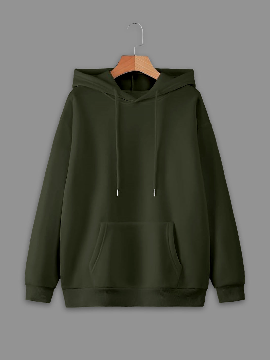 Vimal Jonney Olive Solid Hooded Cotton Fleece Sweatshirt for Men