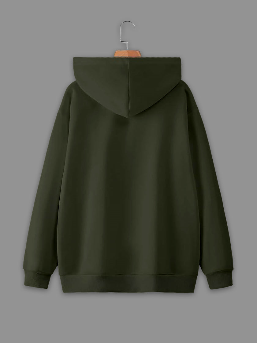 Vimal Jonney Olive Solid Hooded Cotton Fleece Sweatshirt for Men