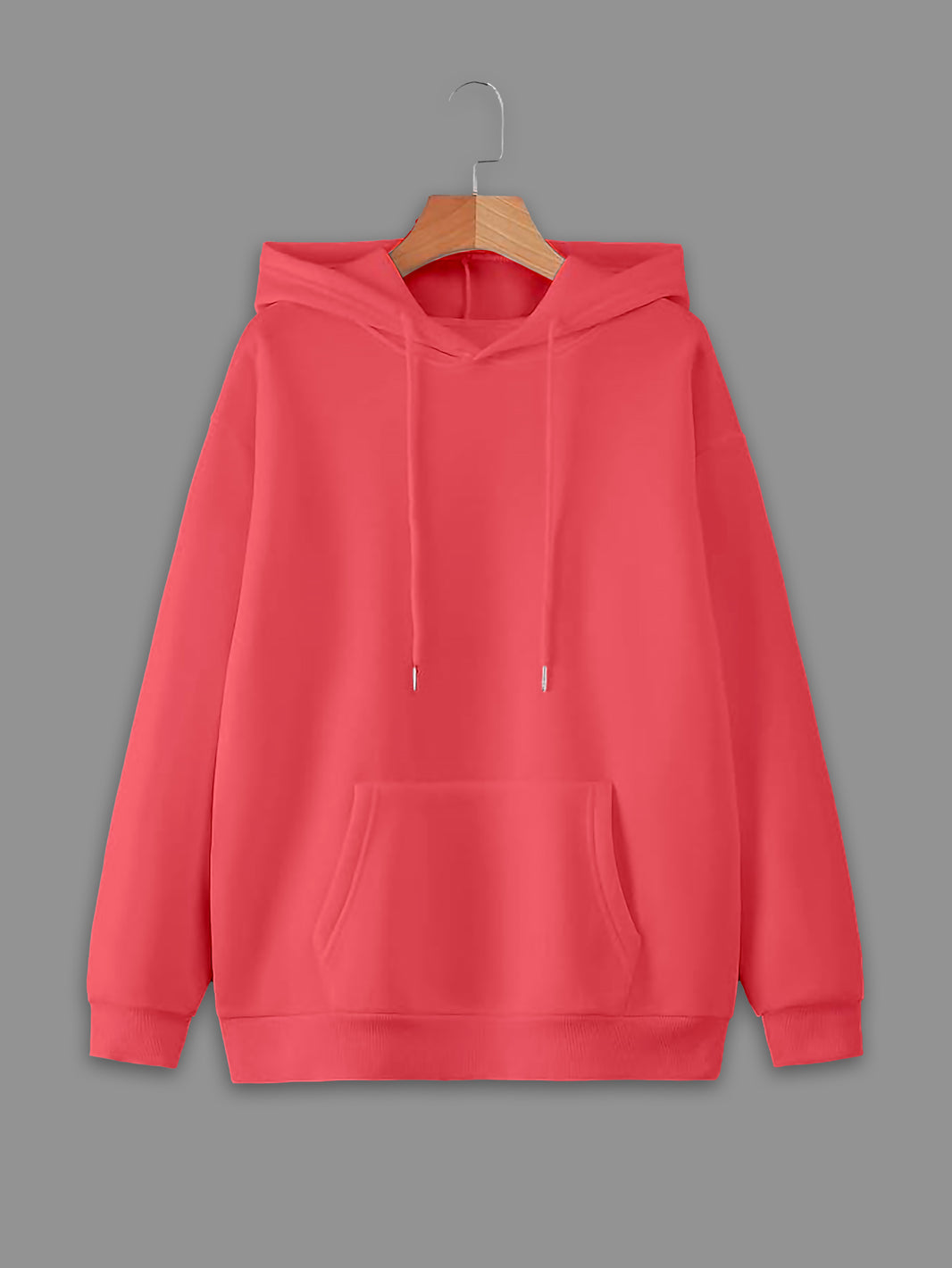 Vimal Jonney Pink Solid Hooded Cotton Fleece Sweatshirt for Men