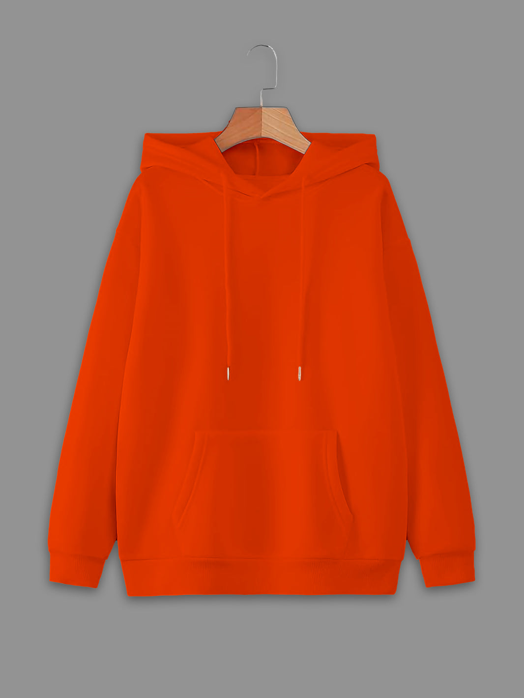 Vimal Jonney Rust Solid Hooded Cotton Fleece Sweatshirt for Men