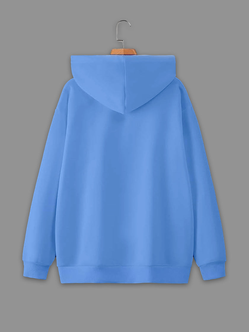 Vimal Jonney Sky Blue Solid Hooded Cotton Fleece Sweatshirt for Men