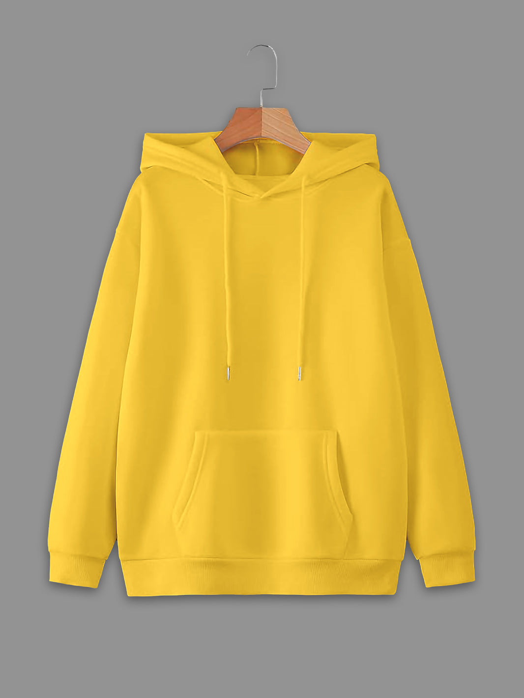 Vimal Jonney Yellow Solid Hooded Cotton Fleece Sweatshirt for Men