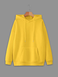 Vimal Jonney Yellow Solid Hooded Cotton Fleece Sweatshirt for Men