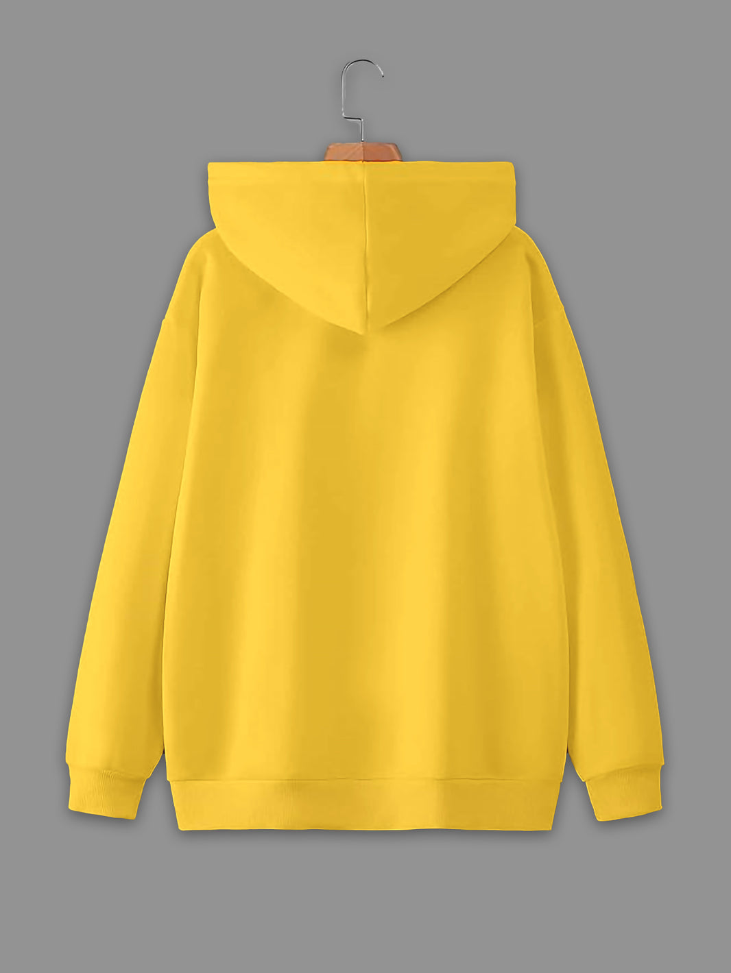 Vimal Jonney Yellow Solid Hooded Cotton Fleece Sweatshirt for Men