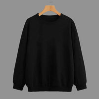 Vimal Jonney Black Solid Round Neck Cotton Fleece Sweatshirt for Men