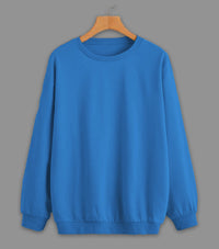 Vimal Jonney Blue Solid Round Neck Cotton Fleece Sweatshirt for Women