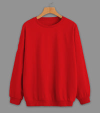 Vimal Jonney Maroon Solid Round Neck Cotton Fleece Sweatshirt for Men