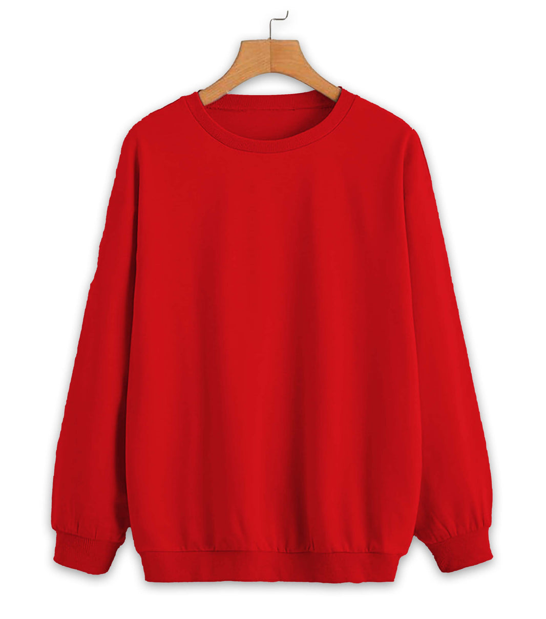 Vimal Jonney Maroon Solid Round Neck Cotton Fleece Sweatshirt for Women