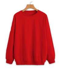 Vimal Jonney Maroon Solid Round Neck Cotton Fleece Sweatshirt for Women