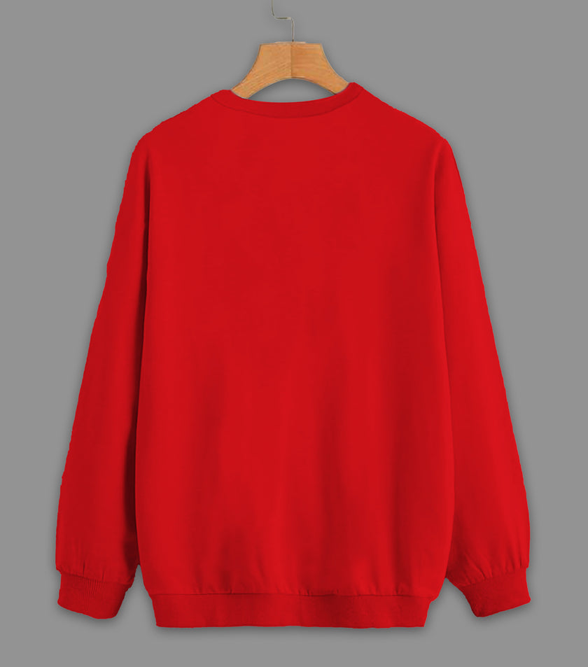 Vimal Jonney Maroon Solid Round Neck Cotton Fleece Sweatshirt for Women