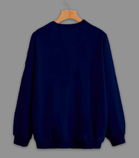 Vimal Jonney Navy Blue Solid Round Neck Cotton Fleece Sweatshirt for Men