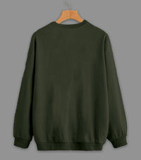 Vimal Jonney Olive Solid Round Neck Cotton Fleece Sweatshirt for Men