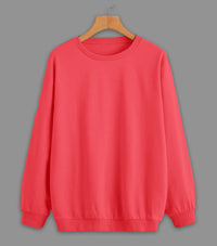 Vimal Jonney Pink Solid Round Neck Cotton Fleece Sweatshirt for Men