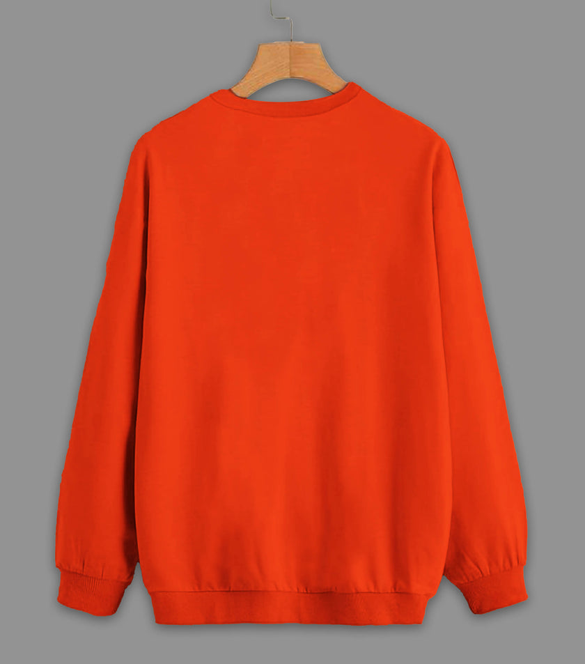 Vimal Jonney Rust Solid Round Neck Cotton Fleece Sweatshirt for Women