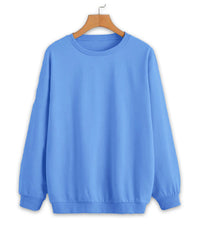 Vimal Jonney Sky Blue Solid Round Neck Cotton Fleece Sweatshirt for Women