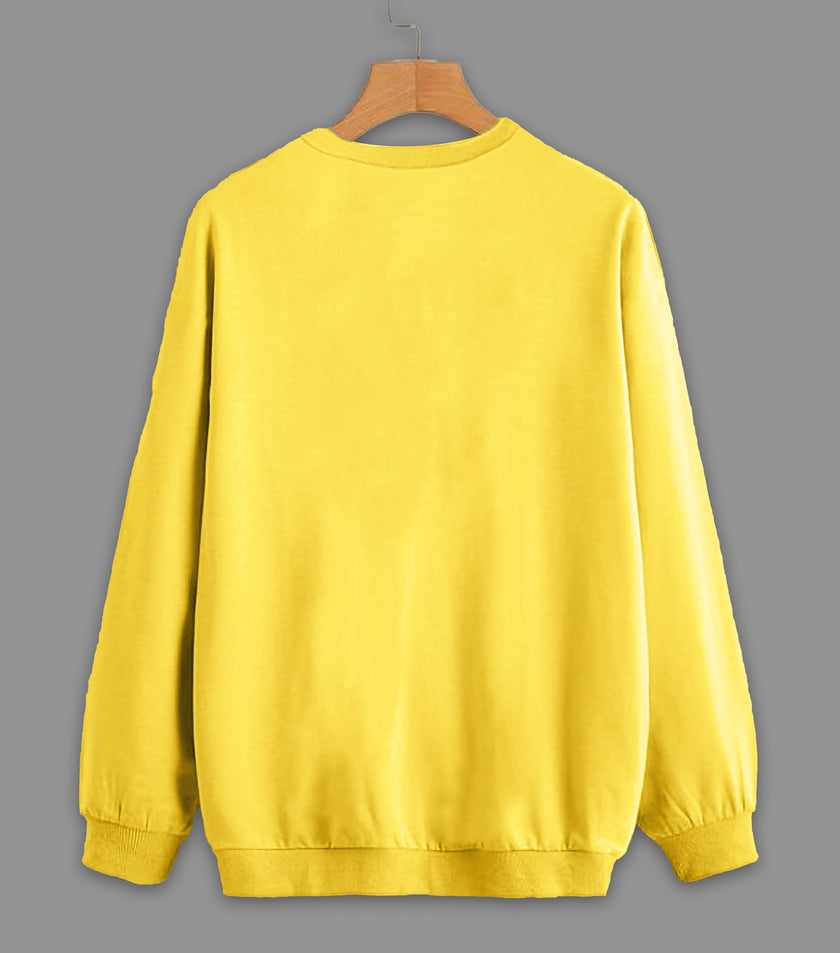 Vimal Jonney Yellow Solid Round Neck Cotton Fleece Sweatshirt for Men