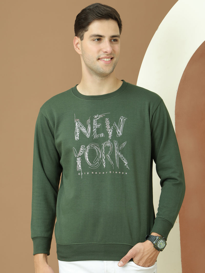 VimaL Jonney Regular Fit Green Printed Sweatshirt For Men