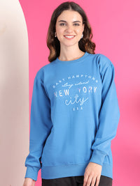 VimaL Jonney Regular Fit Blue Printed Sweatshirt For Women