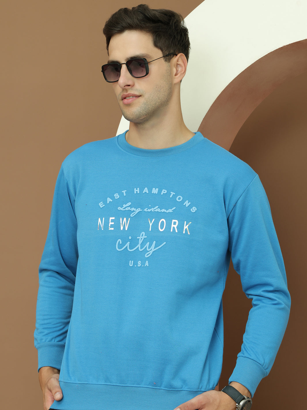 VimaL Jonney Regular Fit Blue Printed Sweatshirt For Men