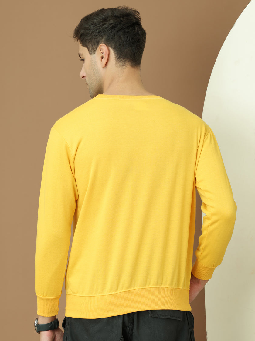 VimaL Jonney Regular Fit Yellow Printed Sweatshirt For Men