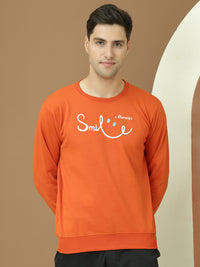 VimaL Jonney Regular Fit Orange Printed Sweatshirt For Men