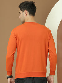 VimaL Jonney Regular Fit Orange Printed Sweatshirt For Men