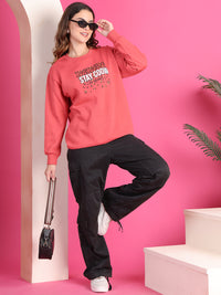 VimaL Jonney Regular Fit Pink Printed Sweatshirt For Women