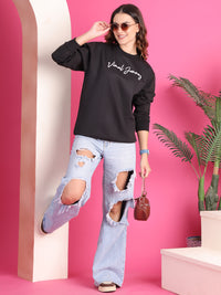 VimaL Jonney Regular Fit Black Printed Sweatshirt For Women