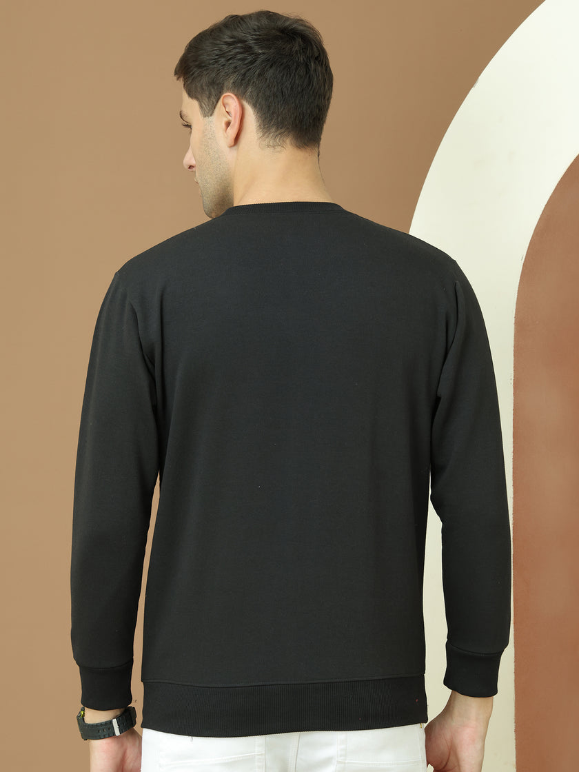 VimaL Jonney Regular Fit Black Printed Sweatshirt For Men