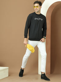 VimaL Jonney Regular Fit Black Printed Sweatshirt For Men