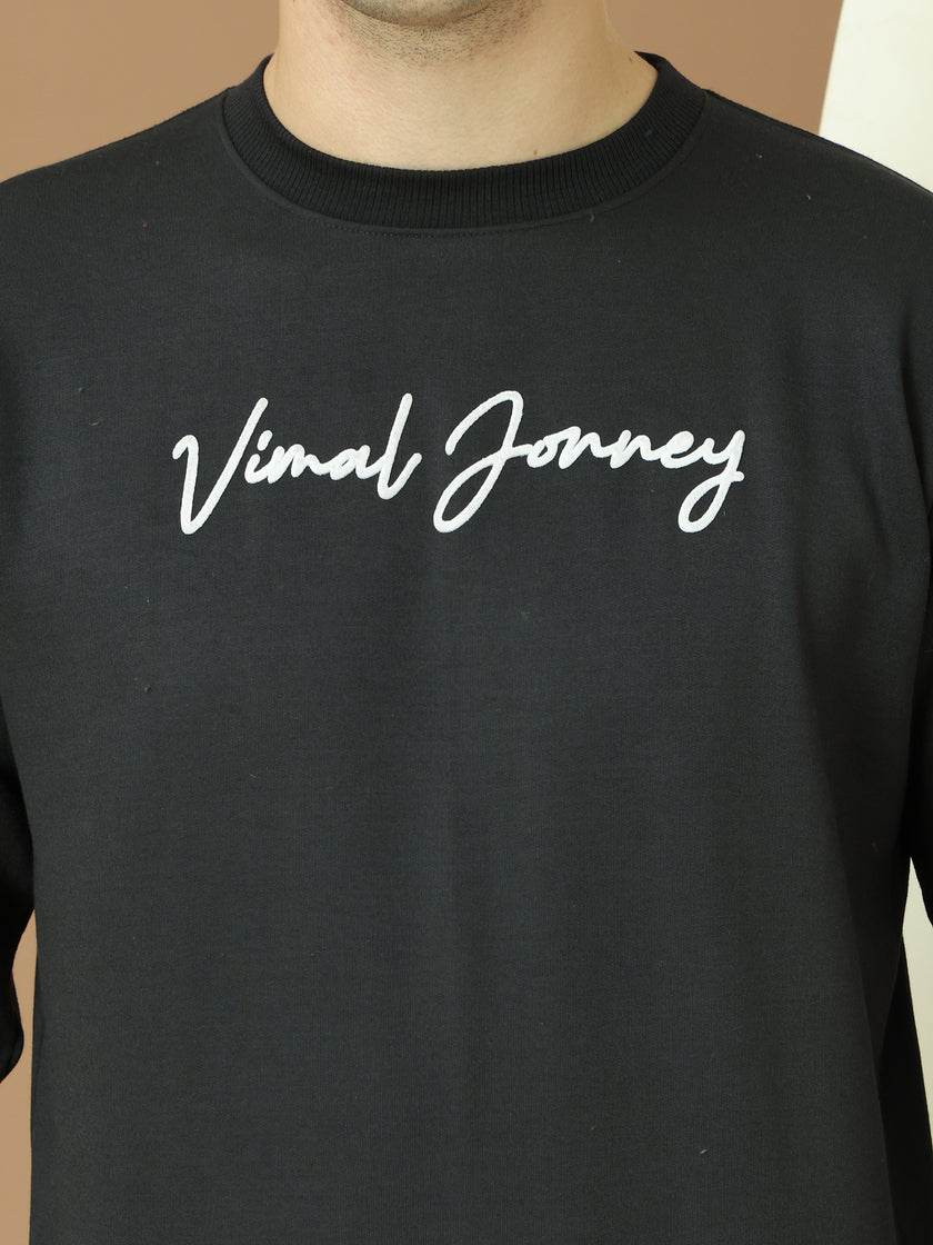 VimaL Jonney Regular Fit Black Printed Sweatshirt For Men