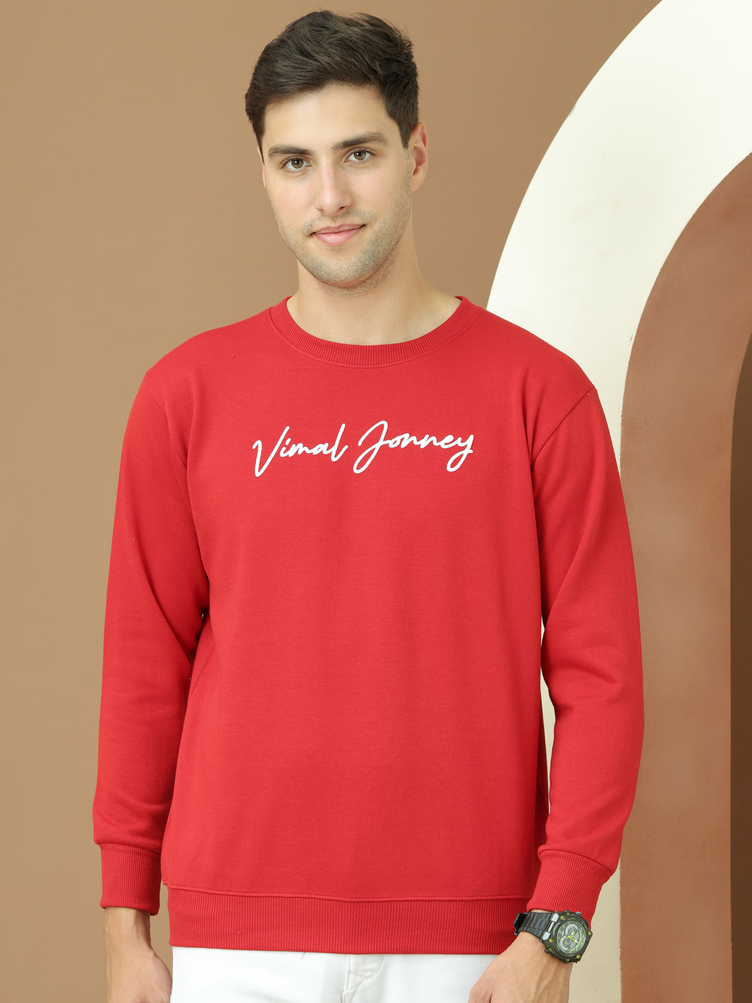 VimaL Jonney Regular Fit Maroon Printed Sweatshirt For Men