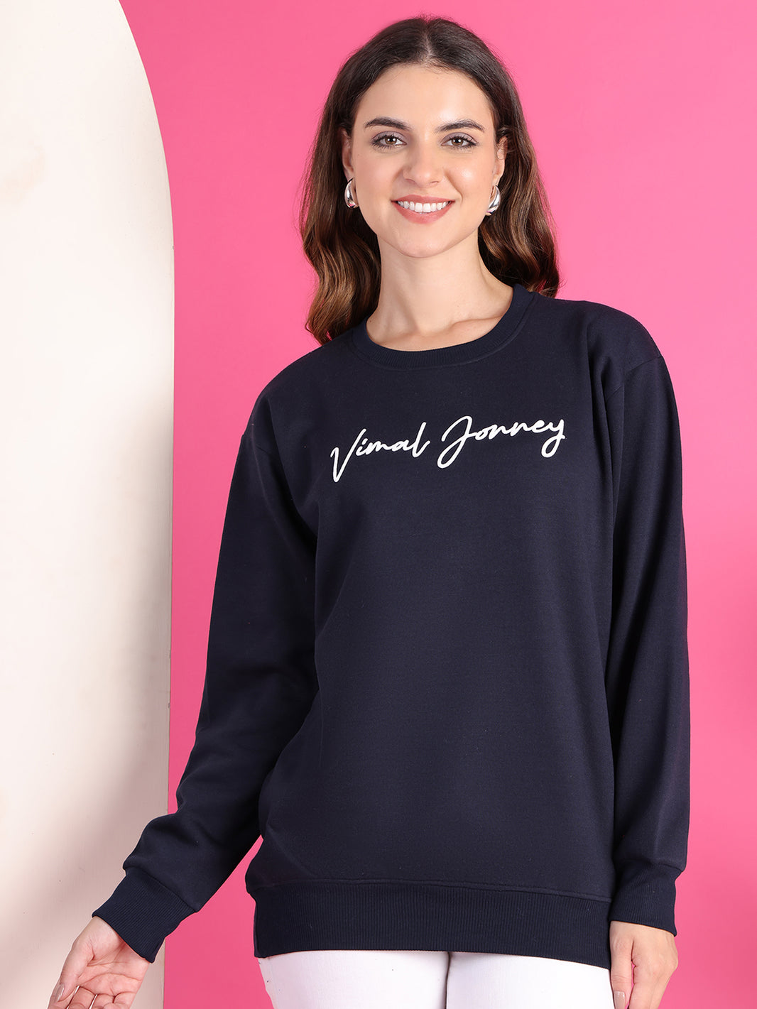 VimaL Jonney Regular Fit Blue Printed Sweatshirt For Women