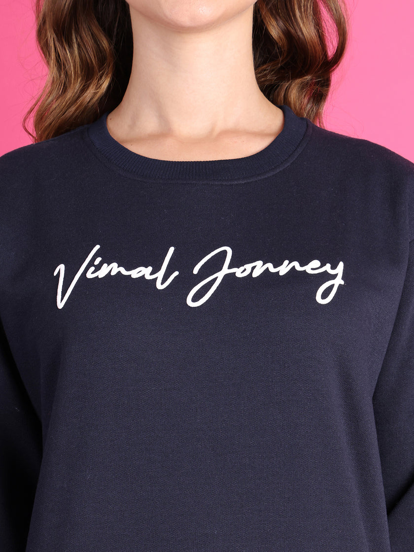 VimaL Jonney Regular Fit Blue Printed Sweatshirt For Women