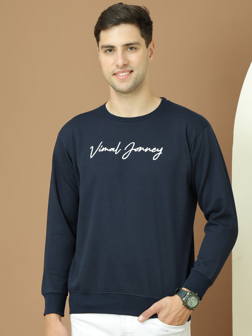 VimaL Jonney Regular Fit Blue Printed Sweatshirt For Men