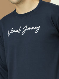 VimaL Jonney Regular Fit Blue Printed Sweatshirt For Men