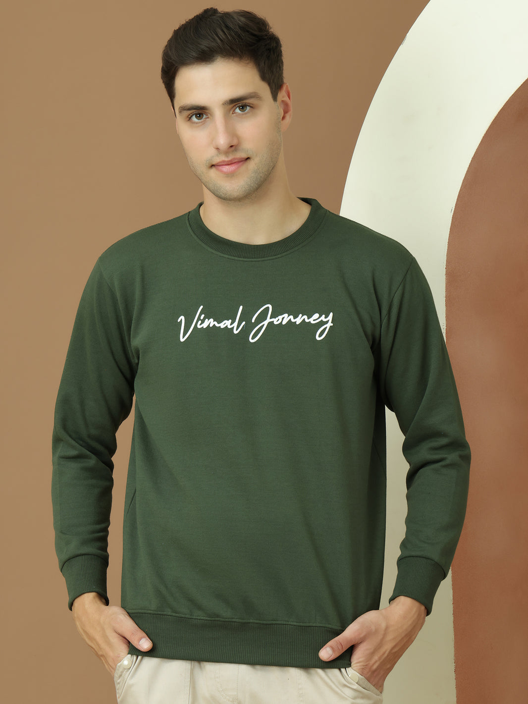 VimaL Jonney Regular Fit Green Printed Sweatshirt For Men