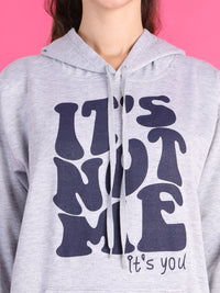 VimaL Jonney Regular Fit Grey Printed Hoodie For Women