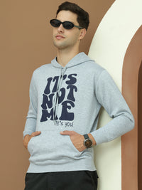 VimaL Jonney Regular Fit Grey Printed Hoodie For Men