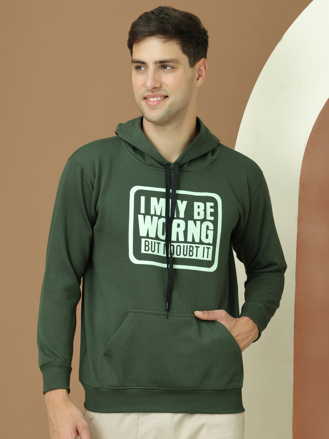 VimaL Jonney Regular Fit Green Printed Hoodie For Men