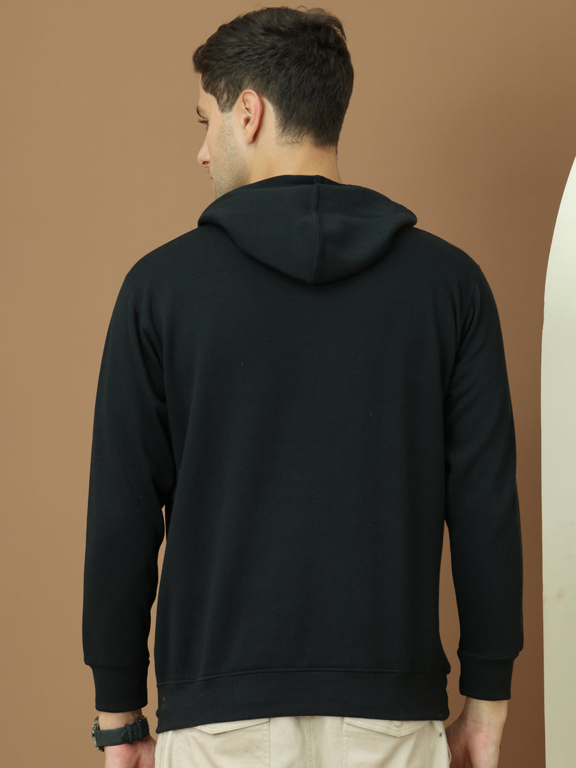 VimaL Jonney Regular Fit Black Printed Hoodie For Men